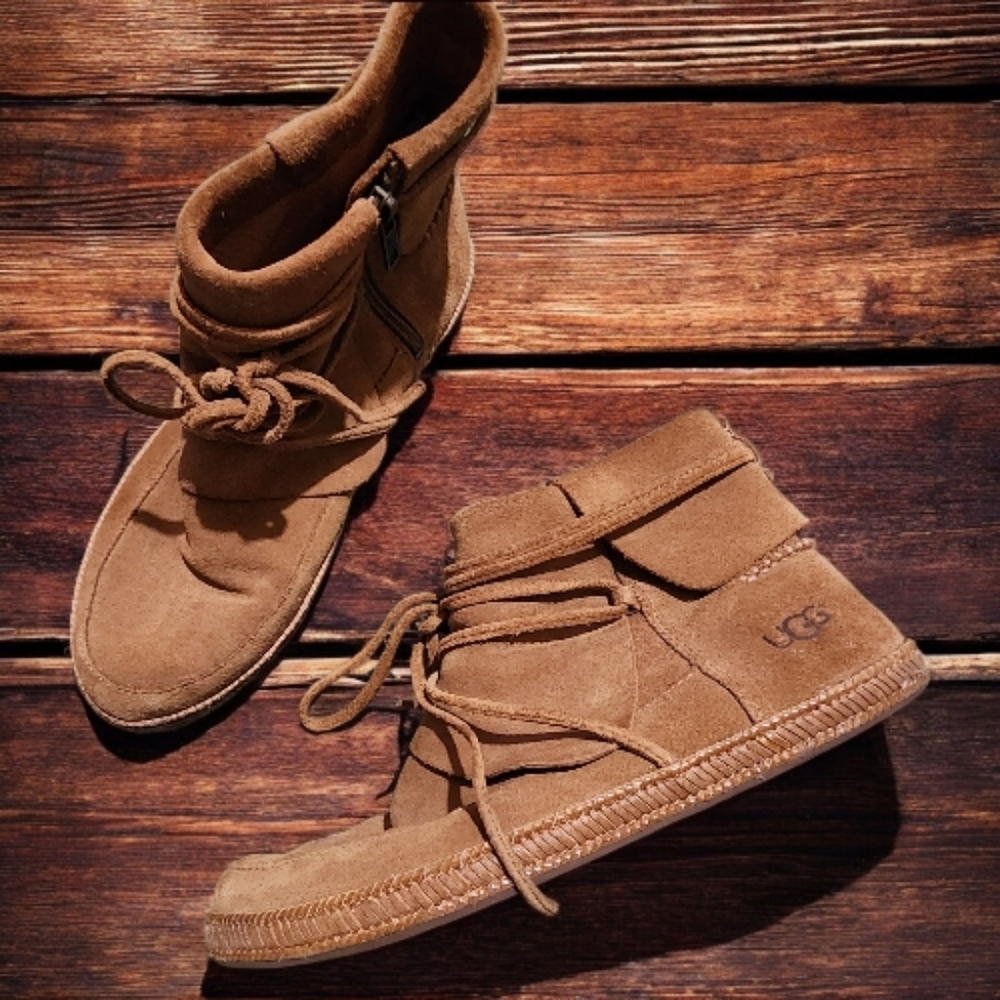 UGG Women's REID Moc Boots Moccasin 9 Tan